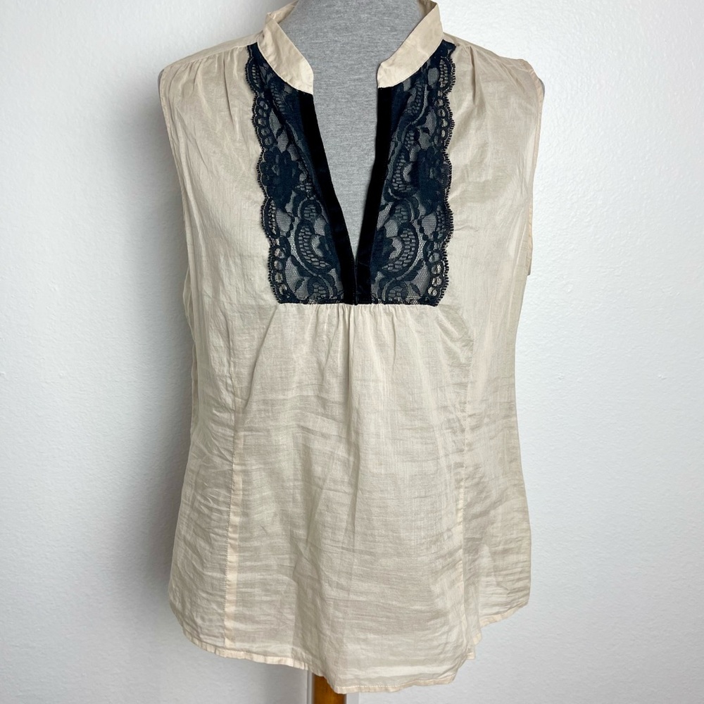 Mossimo by Target Cream Vintage Lace V Neck Tank Top Blouse